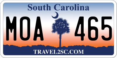 SC license plate MOA465