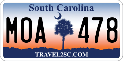 SC license plate MOA478