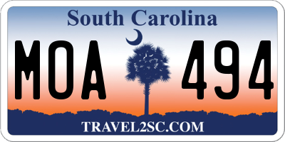SC license plate MOA494