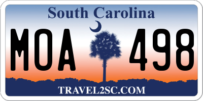 SC license plate MOA498