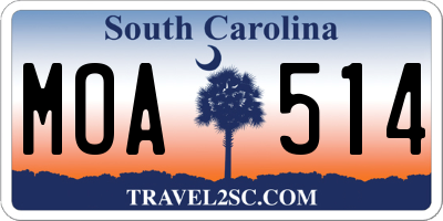 SC license plate MOA514