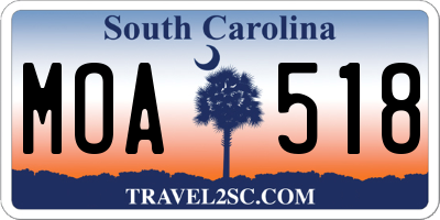 SC license plate MOA518