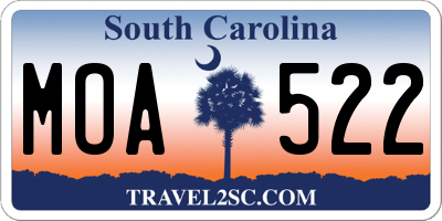 SC license plate MOA522