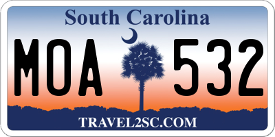 SC license plate MOA532
