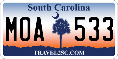 SC license plate MOA533