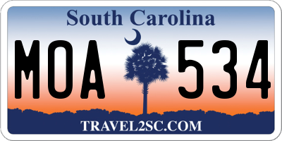 SC license plate MOA534