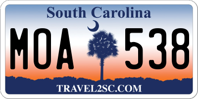 SC license plate MOA538