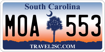 SC license plate MOA553