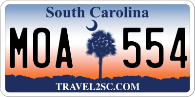 SC license plate MOA554