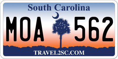SC license plate MOA562