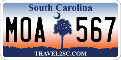 SC license plate MOA567