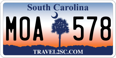 SC license plate MOA578