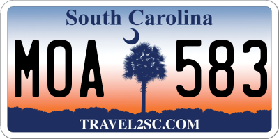 SC license plate MOA583