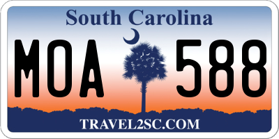 SC license plate MOA588