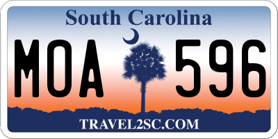 SC license plate MOA596