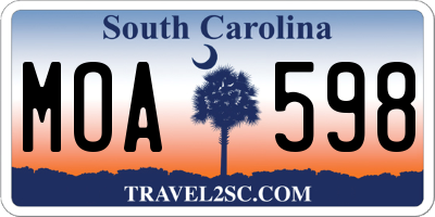 SC license plate MOA598