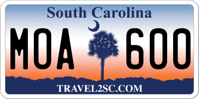 SC license plate MOA600