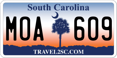 SC license plate MOA609