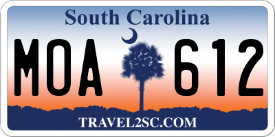 SC license plate MOA612
