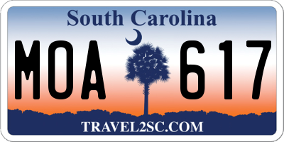 SC license plate MOA617