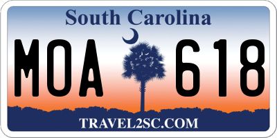 SC license plate MOA618