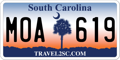 SC license plate MOA619