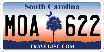 SC license plate MOA622