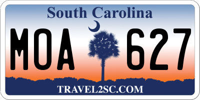 SC license plate MOA627