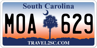 SC license plate MOA629