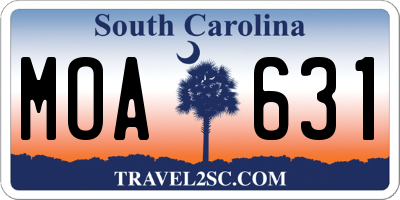 SC license plate MOA631