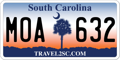 SC license plate MOA632