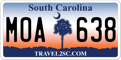 SC license plate MOA638