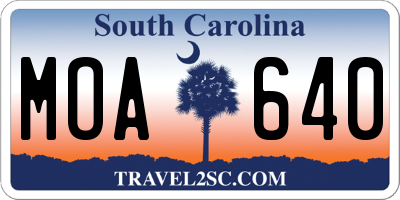 SC license plate MOA640