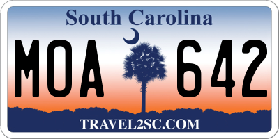 SC license plate MOA642