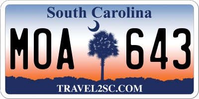 SC license plate MOA643