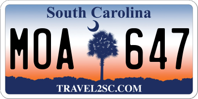 SC license plate MOA647