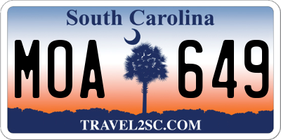 SC license plate MOA649