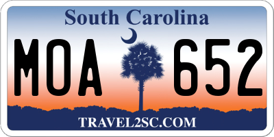 SC license plate MOA652