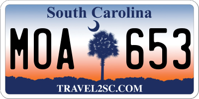 SC license plate MOA653