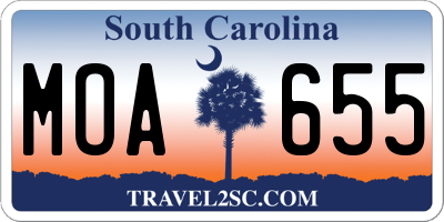 SC license plate MOA655