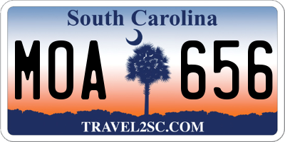 SC license plate MOA656