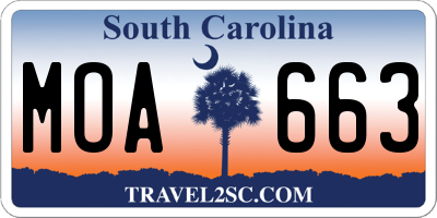 SC license plate MOA663