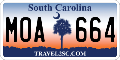 SC license plate MOA664