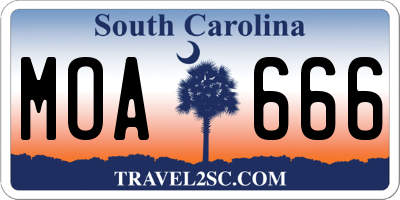 SC license plate MOA666