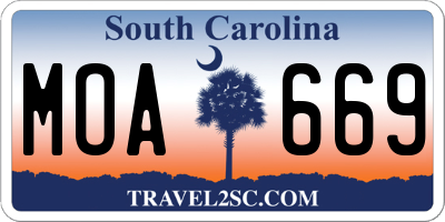 SC license plate MOA669