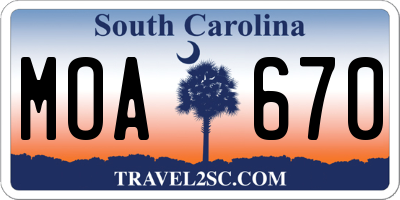 SC license plate MOA670