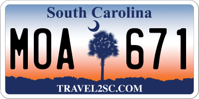 SC license plate MOA671