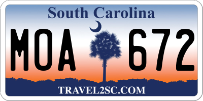 SC license plate MOA672