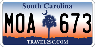 SC license plate MOA673