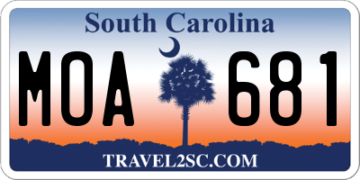 SC license plate MOA681